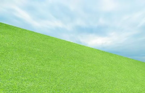 Artificial grass green leaf and sky background Stock Photos