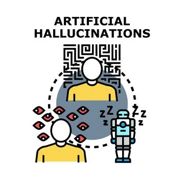 Artificial hallucinations concept with human and robot sleeping Ilustración de archivo