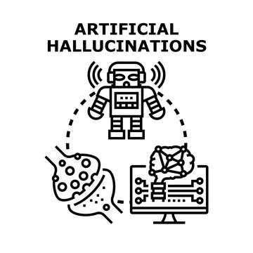 Artificial hallucinations concept with robot and brain data Stock Illustration