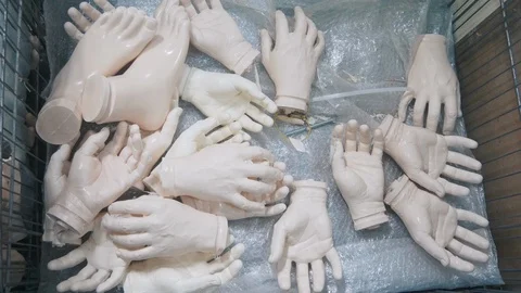 Artificial hands of a human dummy Stock Footage 119532545