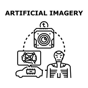 Artificial imagery concept with robot and smart car Illustrazione stock