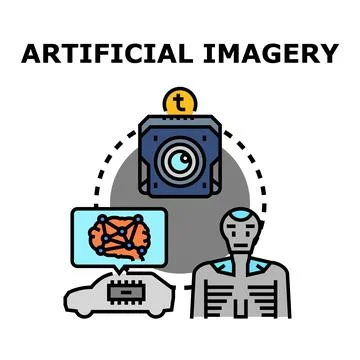 Artificial imagery concept with robot and smart car Stock Illustration