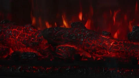 Artificial imitation of fire, electric bright fireplace Stock Footage 218110850