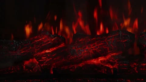 Artificial imitation of fire, electric bright fireplace Stock Footage 218110860