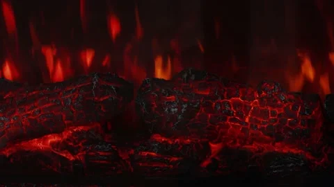 Artificial imitation of fire, electric bright fireplace Stock Footage 218110882