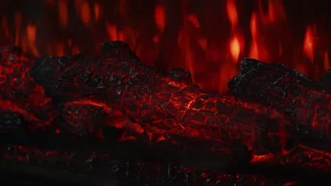 Artificial imitation of fire, electric bright fireplace Stock Footage 218138277
