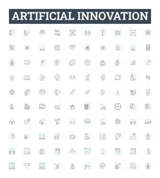 Artificial innovation vector line icons set. AI, Robotics, Automation, Machine Stock Illustration