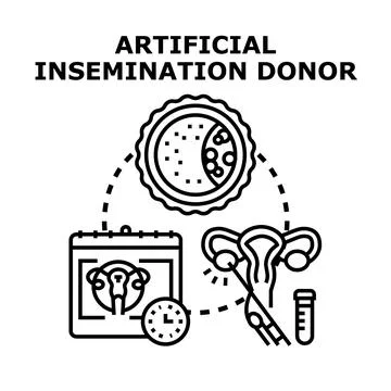 Artificial insemination fertilizing human egg cell for family planning Stock Illustration