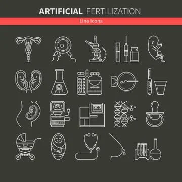 Artificial insemination icons flat Stock Illustration