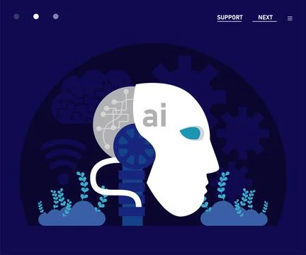 Artificial inteligence robot profile Stock Illustration