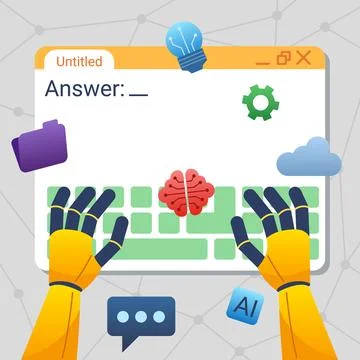 Artificial Inteligence Typing Answer Stock Illustration