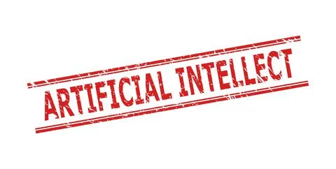 ARTIFICIAL INTELLECT Seal with Rubber Texture and Double Parallel Lines Stock Illustration