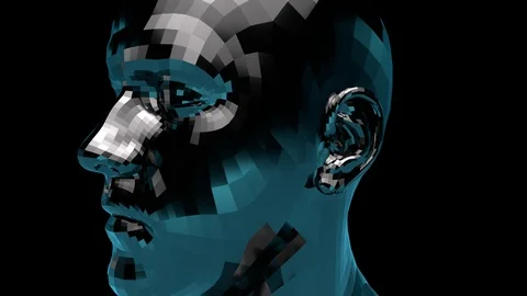 Artificial Intelligence 102: A 3D Animated Head Rotates Stock Footage 125783975