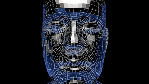 Artificial Intelligence 104: A 3D Animated Head Rotates Stock Footage 125954835