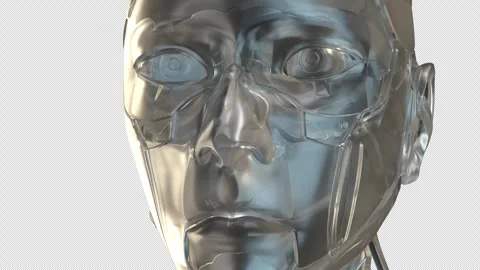 Artificial Intelligence 112: A 3D animated head rotates. Stock Footage 258415627