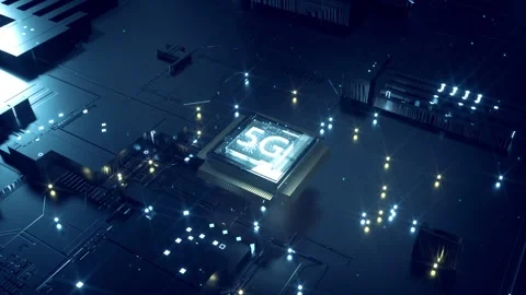 Artificial intelligence 5g chip circuit board Stock Footage 166681991