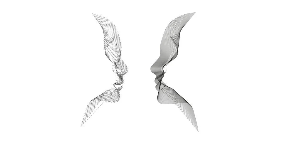 Artificial Intelligence, abstract artistic human head portrait made of dotted Stock Illustration