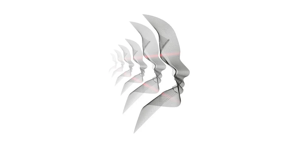 Artificial Intelligence, abstract artistic human head portrait made of dotted Stock Illustration