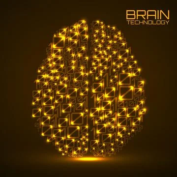 Artificial intelligence. Abstract brain with binary computer code, technology 스톡 일러스트