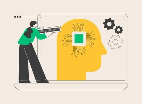Artificial intelligence abstract concept vector illustration. 库存插图