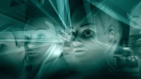 Artificial intelligence abstract robot heads 4k Stock Footage