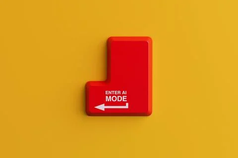 Artificial Intelligence Activation Concept. Red Keyboard Key With Enter AI .. Illustrazione stock