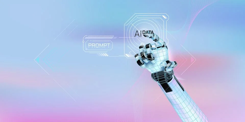 Artificial intelligence adapts information into communication, data and dialogue Stockillustratie