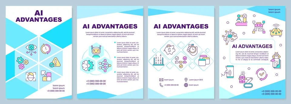 Artificial intelligence advantages brochure template Stock Illustration