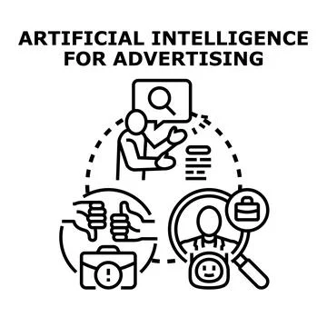 Artificial intelligence for advertising marketing strategy Stock Illustration