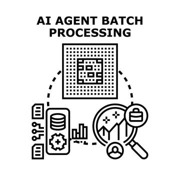 Artificial intelligence agent batch processing data concept 스톡 일러스트