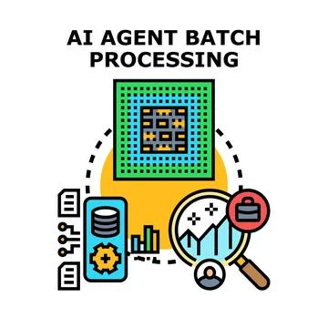 Artificial intelligence agent batch processing data concept 스톡 일러스트