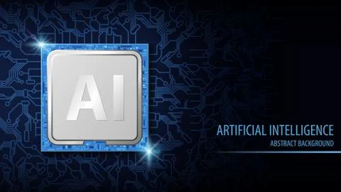 Artificial Intelligence (AI) abstract background, CPU chip electronic Stock Illustration