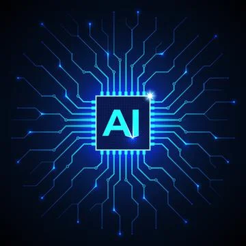 Artificial intelligence, ai. Abstract processor, computer digital chip, print Illustrazione stock