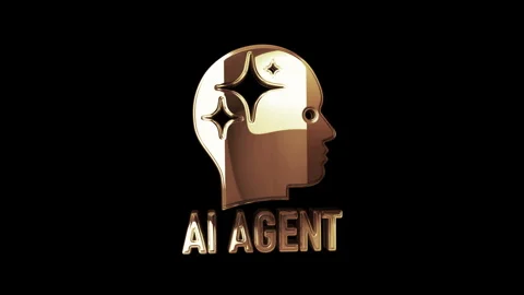 Artificial intelligence AI agent metal symbol loop rotating Stock Footage 331984544