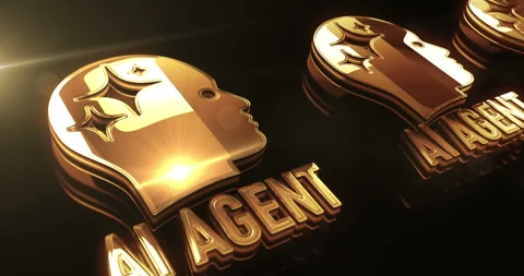 Artificial intelligence AI agent metal symbol loop concept Stock Footage 331984692