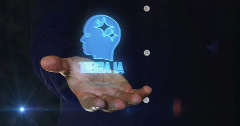 Artificial intelligence AI agent symbol over hand Stock Footage 331984058