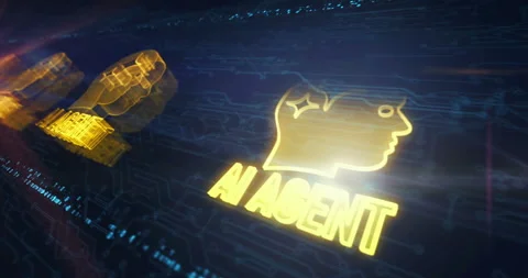 Artificial intelligence AI agent symbols loop cyber loop concept Stock Footage 331892097