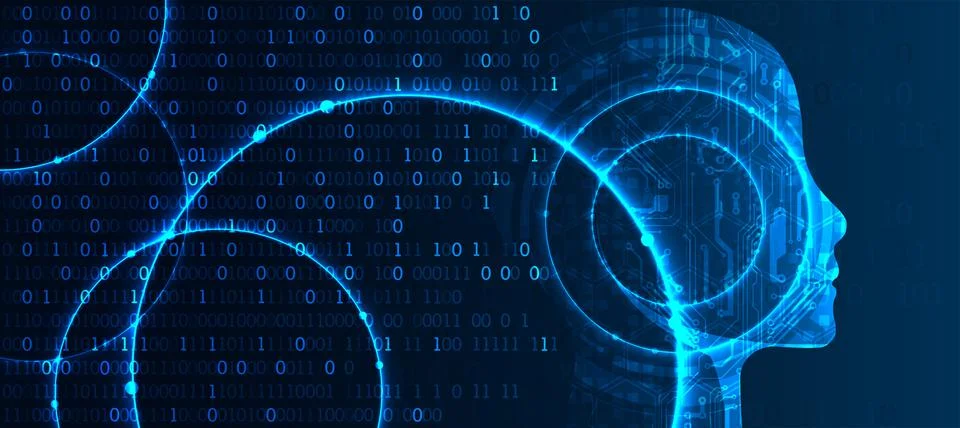 Artificial intelligence (AI) and big data concept. Machine cyber mind.  Humen Stock Illustration