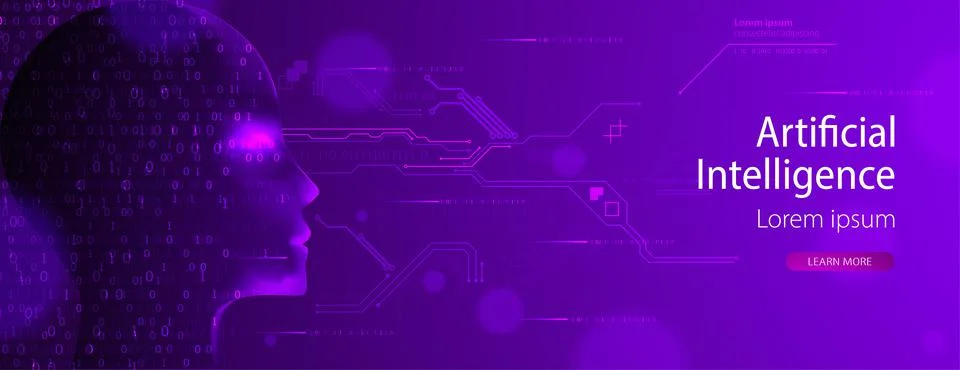 Artificial intelligence (AI) and big data concept. Machine cyber mind.  Humen Stock Illustration