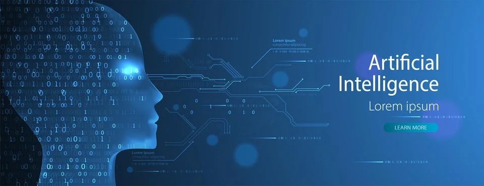 Artificial intelligence (AI) and big data concept. Machine cyber mind.  Humen Stock Illustration