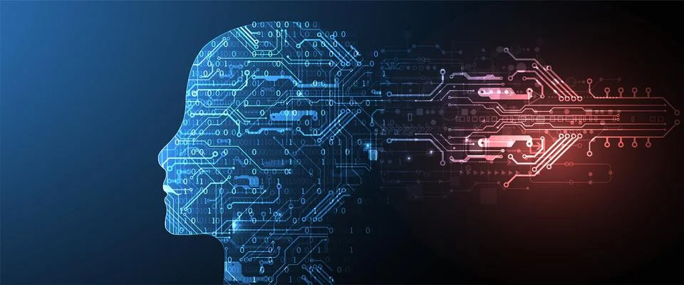 Artificial intelligence (AI) and big data concept. Machine cyber mind.  Humen 스톡 일러스트