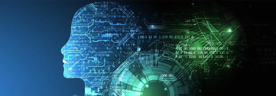 Artificial intelligence (AI) and big data concept. Machine cyber mind.  Humen イラスト素材