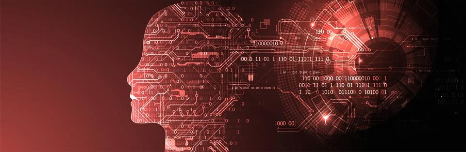Artificial intelligence (AI) and big data concept. Machine cyber mind.  Humen Stock Illustration