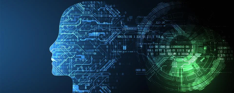 Artificial intelligence (AI) and big data concept. Machine cyber mind.  Humen 스톡 일러스트