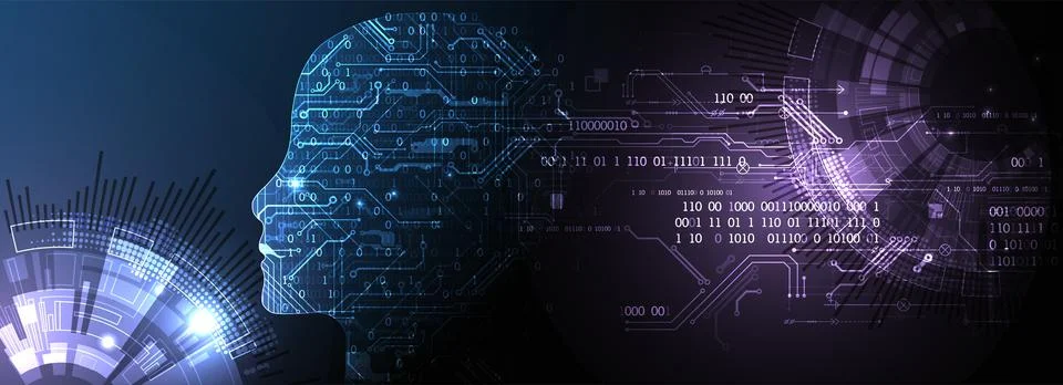 Artificial intelligence (AI) and big data concept. Machine cyber mind.  Humen Stock Illustration