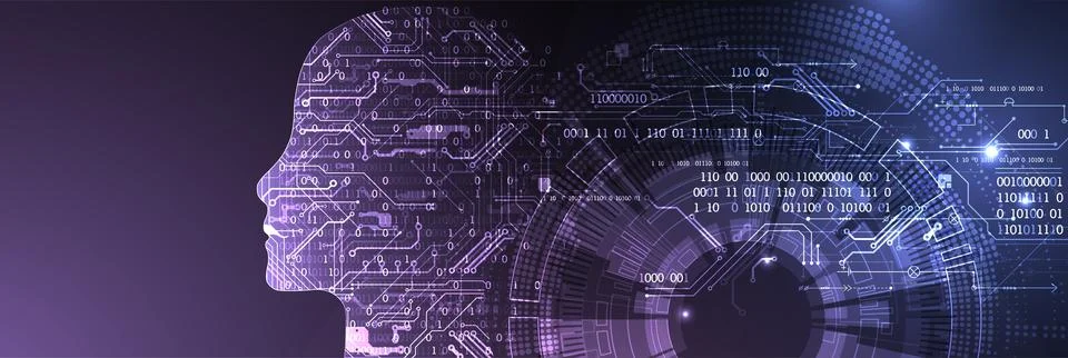 Artificial intelligence (AI) and big data concept. Machine cyber mind.  Humen Stock Illustration