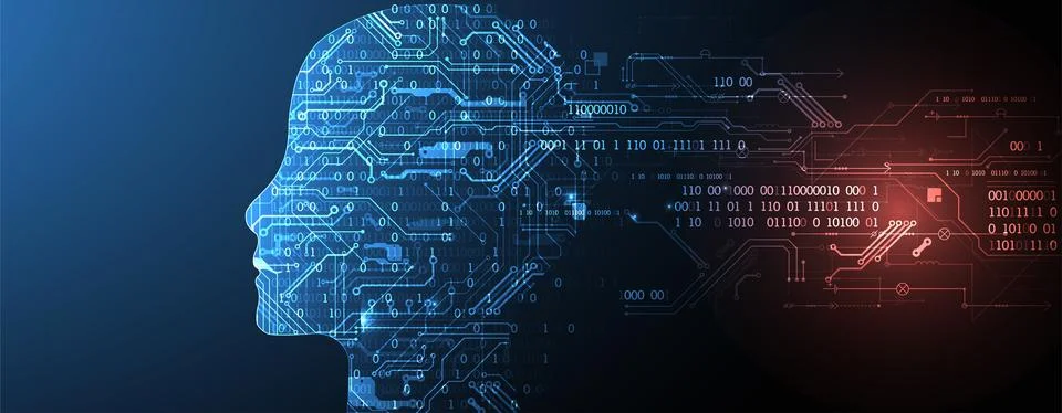 Artificial intelligence (AI) and big data concept. Machine cyber mind.  Humen Stock Illustration