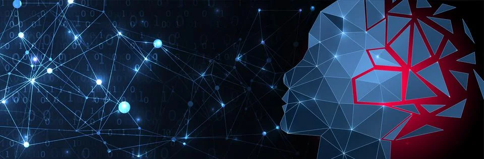 Artificial intelligence (AI) and big data concept. Machine cyber mind.  Humen Stock Illustration