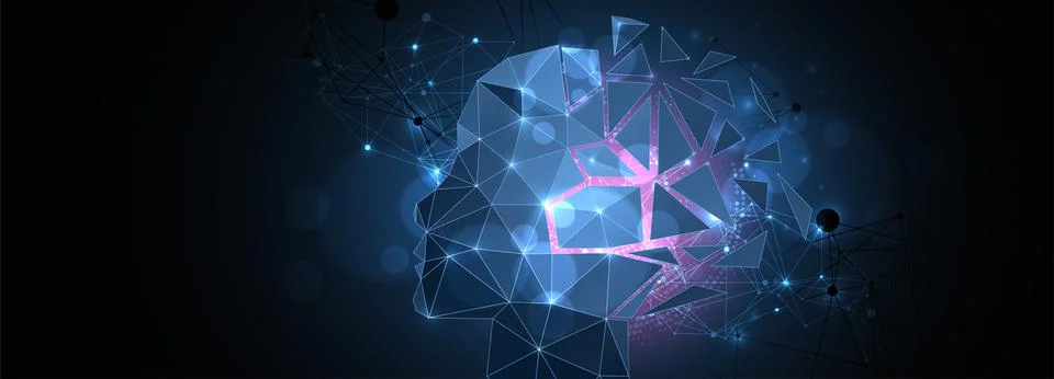 Artificial intelligence (AI) and big data concept. Machine cyber mind.  Humen Stock Illustration