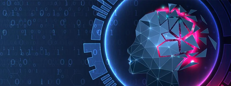 Artificial intelligence (AI) and big data concept. Machine cyber mind.  Humen Stock Illustration